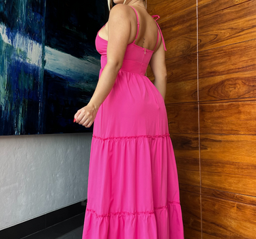 VESTIDO LARGO CON COPA CRUZADA