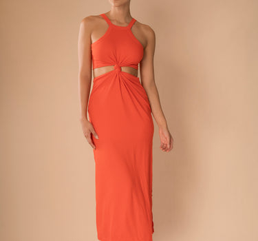 VESTIDO LARGO CON NUDO EN FRENTE